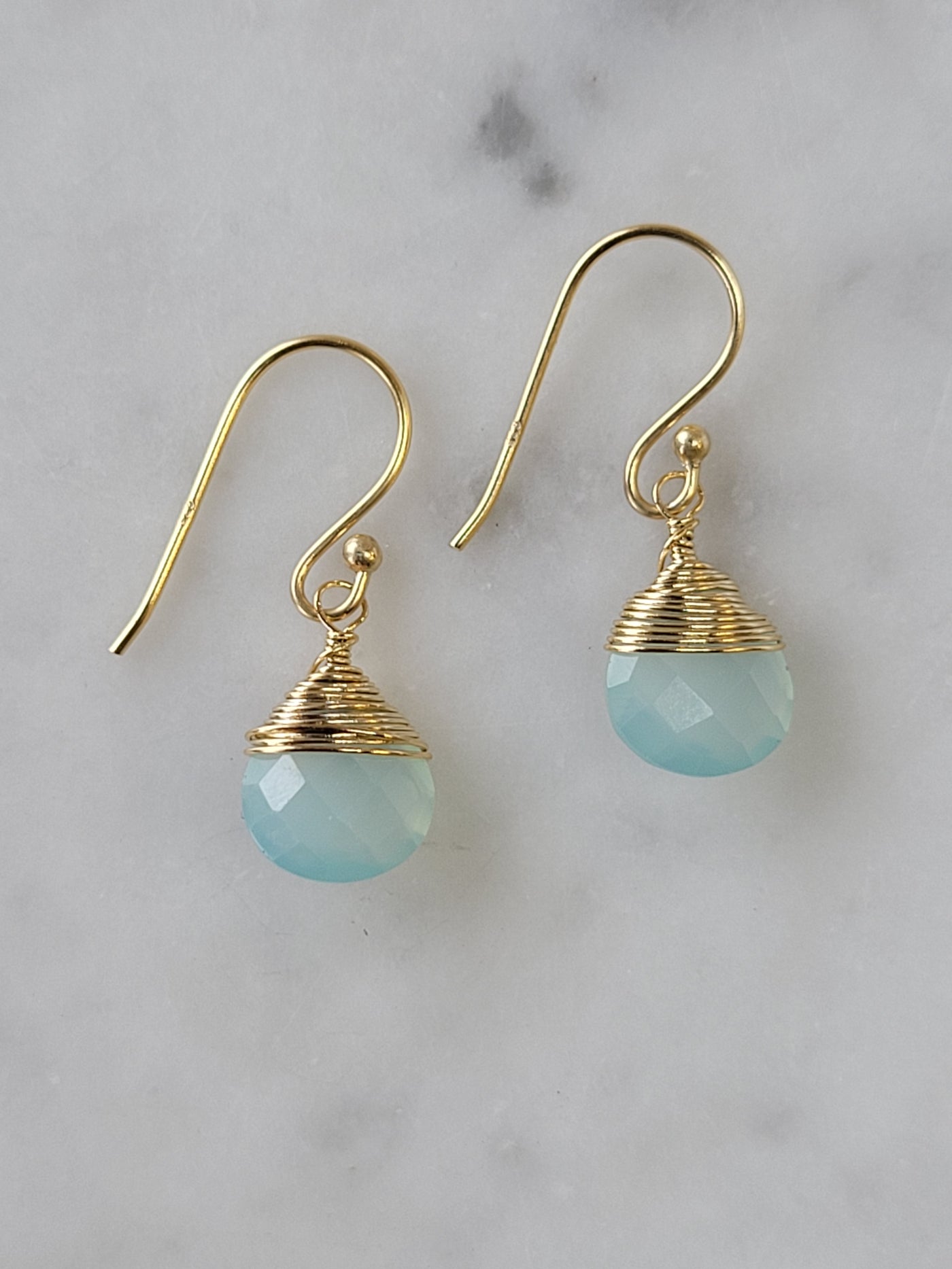 Jill Short Drop Earrings in Chalcedony