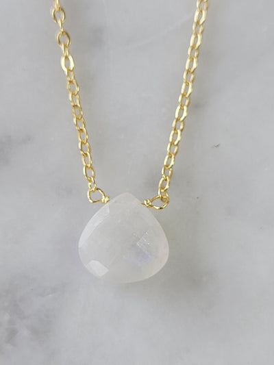 Stephanie Delicate Drop Necklace in Moonstone