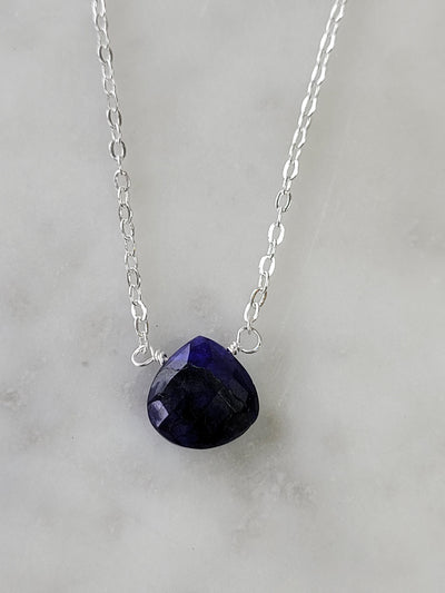 Stephanie Delicate Drop Necklace in Sapphire