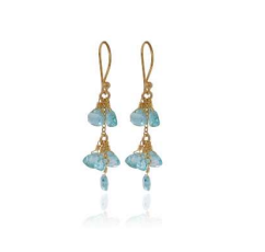 Two Tier Gold Earrings with Chalcedony Drops