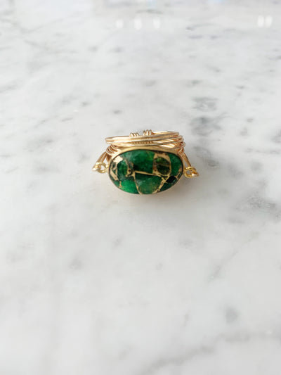 Torrey Ring with Green Mojave Copper Turquoise