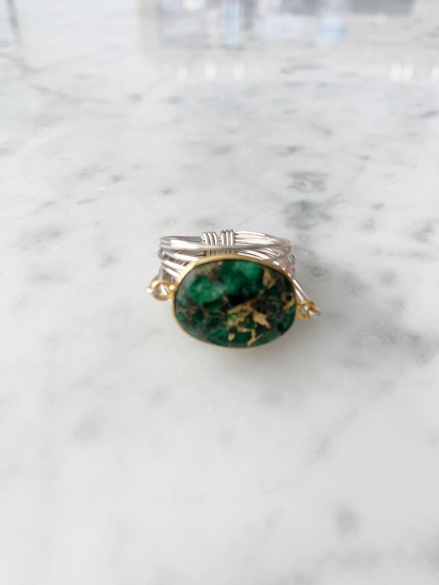 Torrey Ring with Green Mojave Copper Turquoise