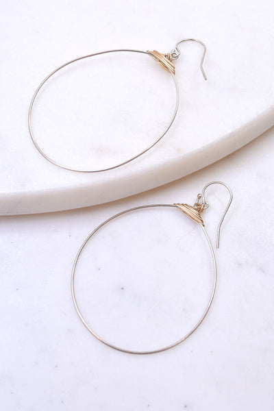 Large Featherweight Demi Fine Hoop Earring in Silver with Gold Wrap