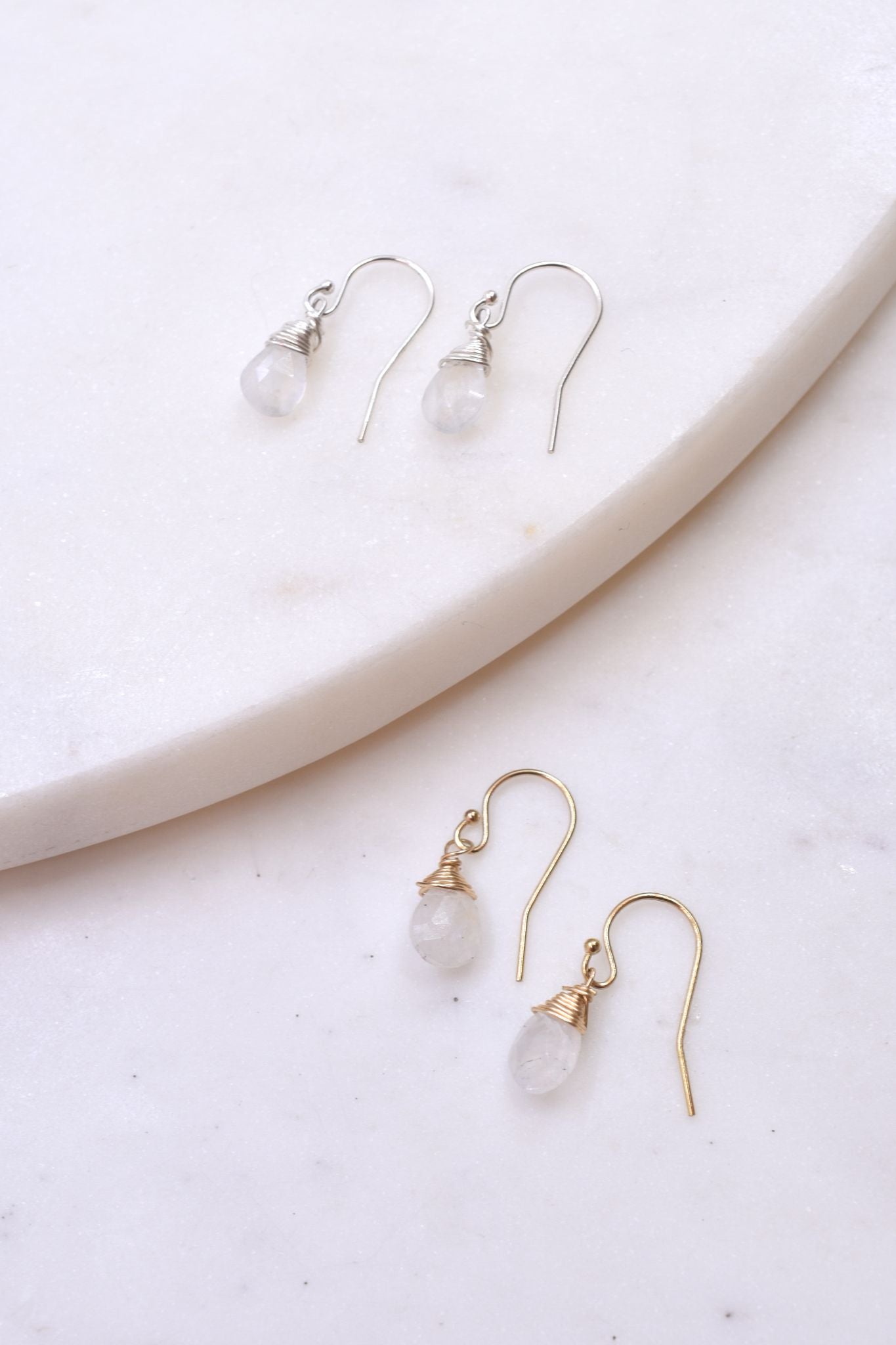 Jill Short Drop Earrings in Rainbow Moonstone