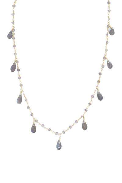 Balmy Nights Labradorite Teardrop Necklace in Gold