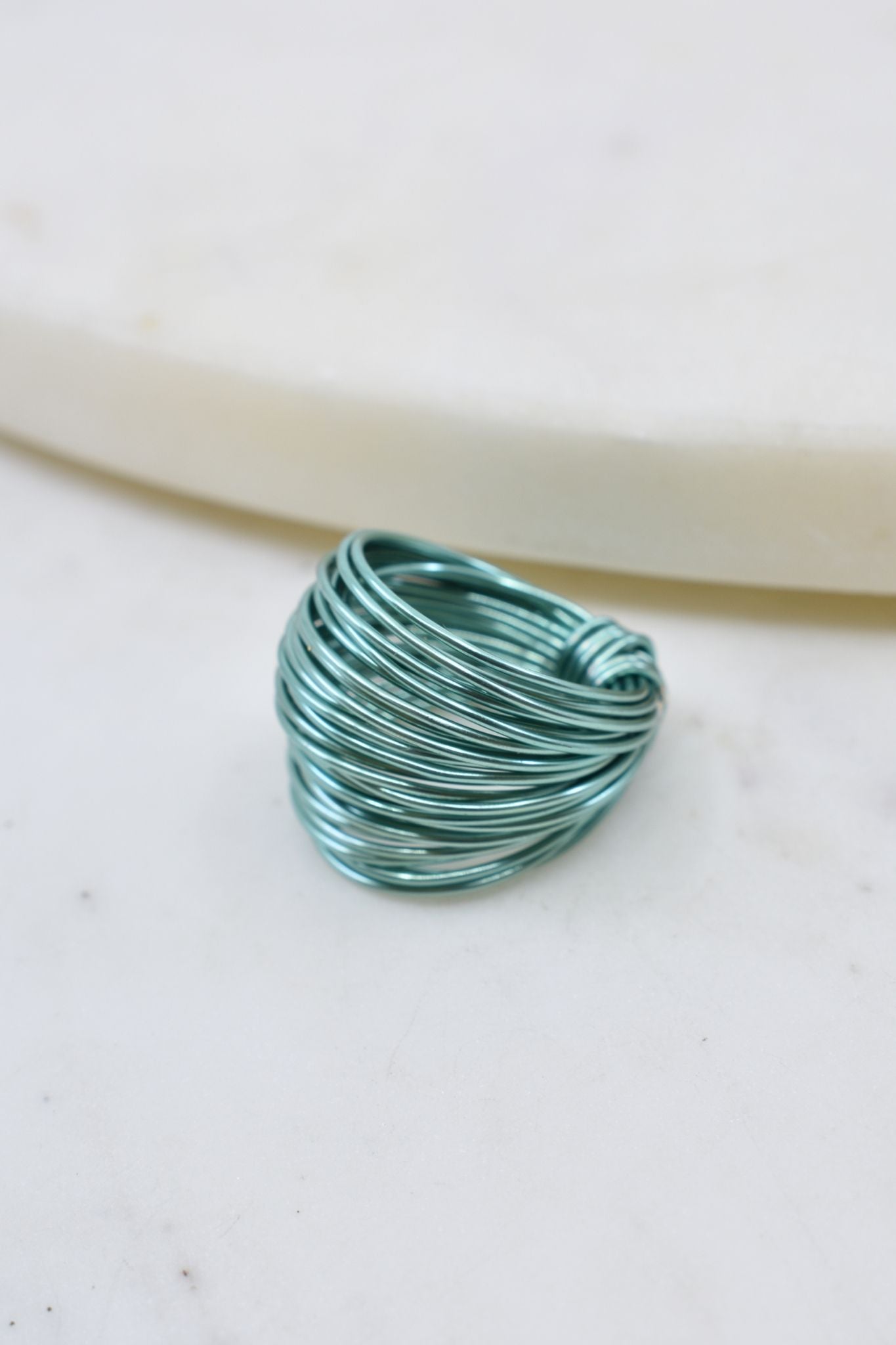 Marcia Wire Wrap Ring in Teal