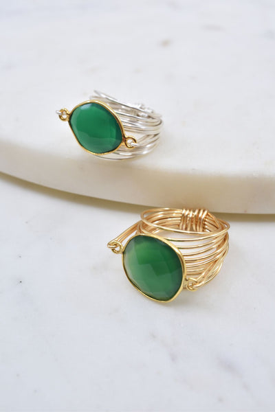 Torrey Ring in Green Onyx