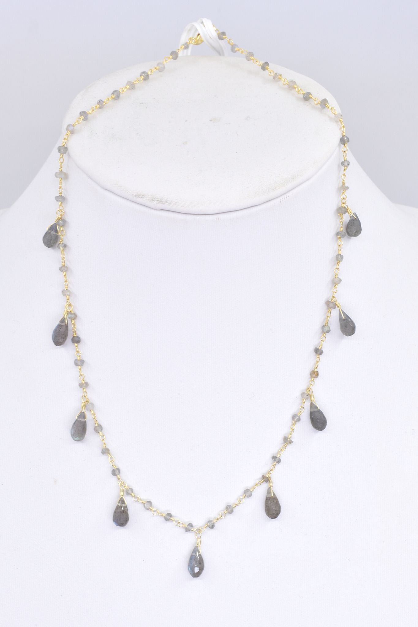 Balmy Nights Labradorite Teardrop Necklace in Gold