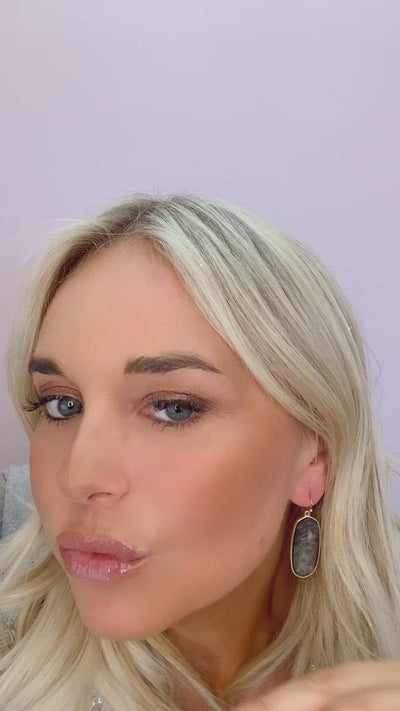 Grey Quartz Facet Stone Earring