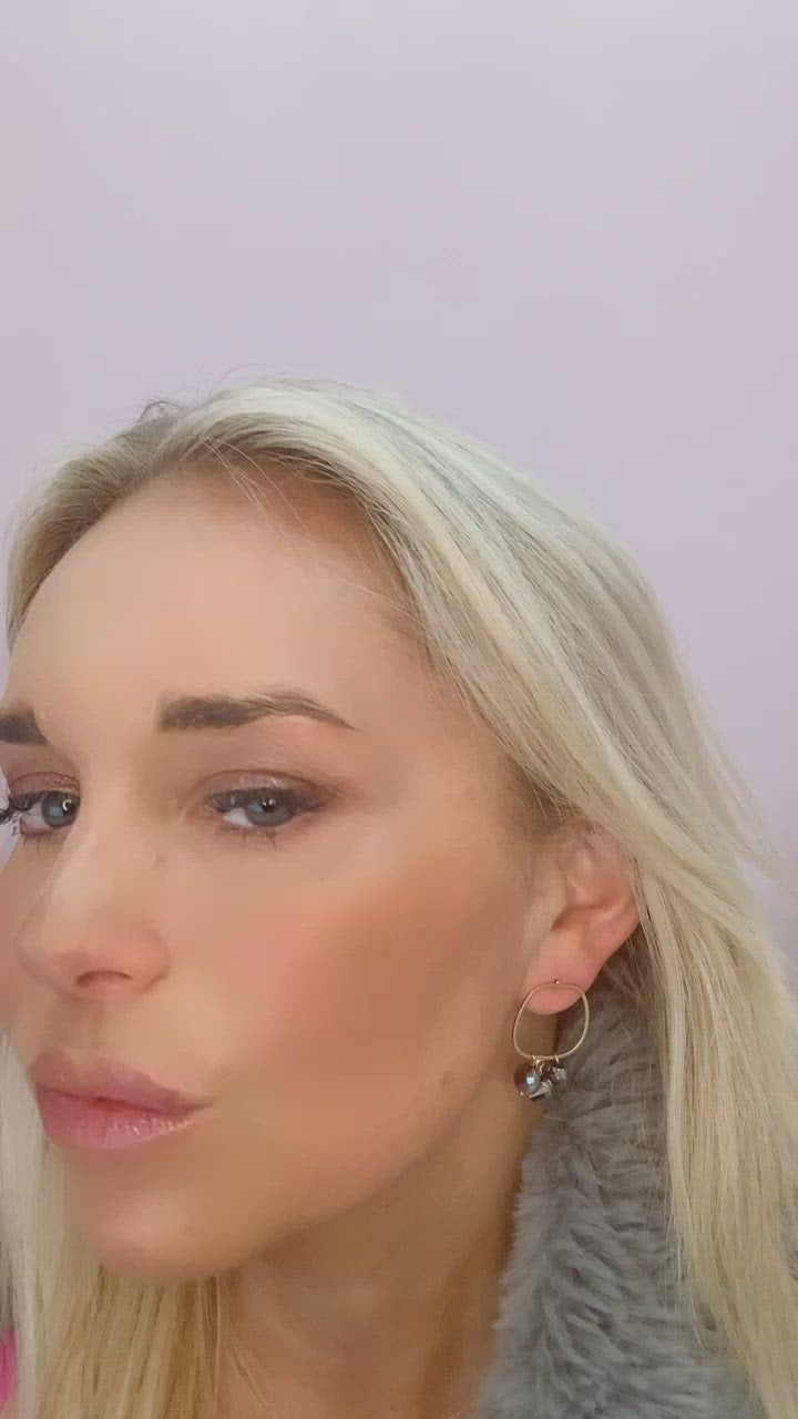 Gold Hoop with Deep Blue Crystal Earring
