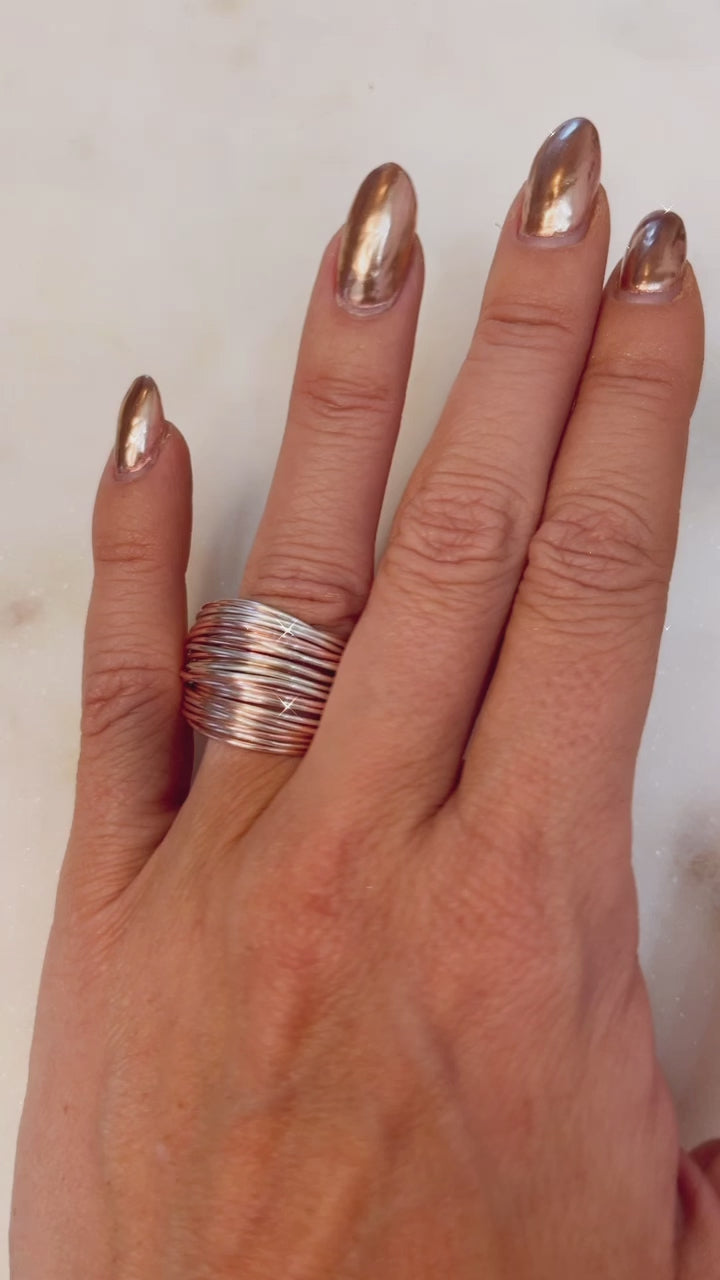 Marcia Wire Wrap Ring in Rose Gold with Silver