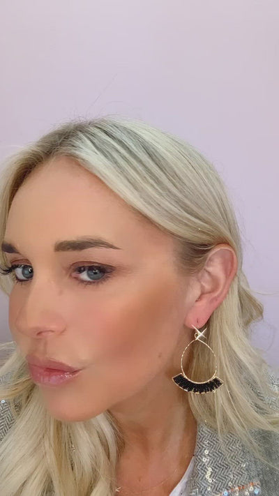 Black Beaded Teardrop Earrings