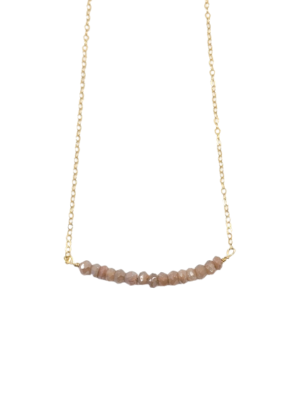 Michelle Bar Demi Fine Necklace in Peach Moonstone