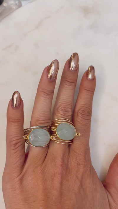 Torrey Ring with Blue Chalcedony