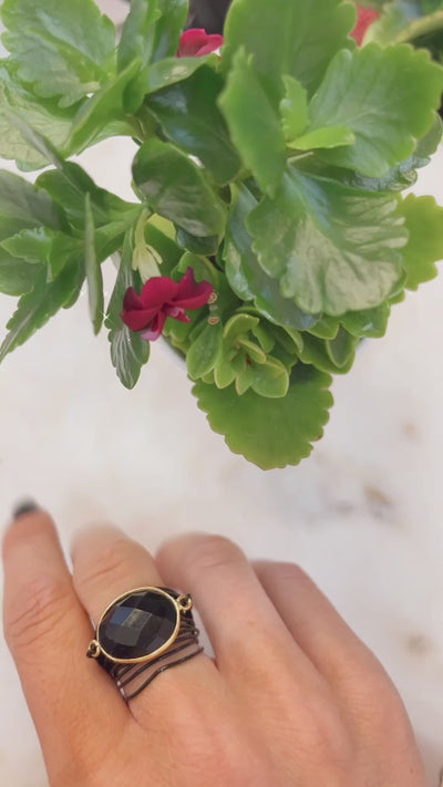 Torrey Ring in Black with Black Onyx