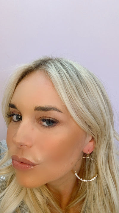Crystal Encrusted Gold Hoop Earring
